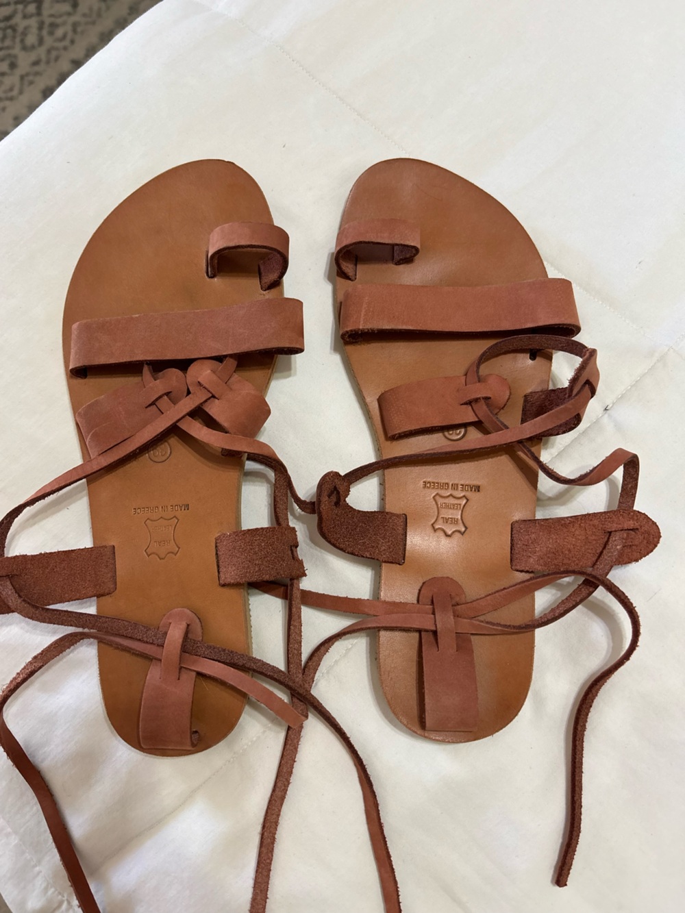 Authentic Leather Lace-Up Sandals from Greece